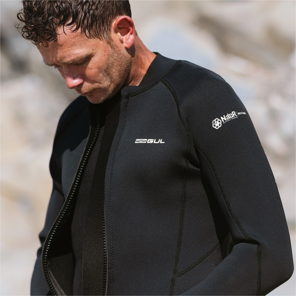 2026 Gul Herre Response Natur 3mm Front Zip Jakke RE6304-BKBK - Black